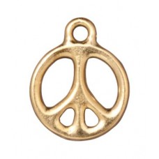15mm TierraCast Peace Sign Charm - 22K Gold Plated - Each