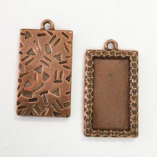 30mm (12x25mmID) TierraCast Textured Rectangle Bezel Frame - Antique Copper - each