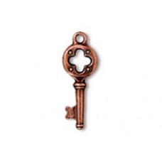31mm TierraCast Quatrefoil Key - Antique Copper - Pack of 2