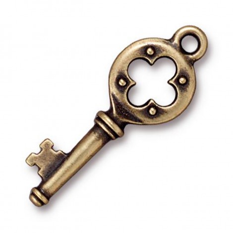 31mm TierraCast Quatrefoil Keys - Antique Brass Oxide - Pack of 2 31mm TierraCast Quatrefoil Keys - Antique Brass Oxide - Pack of 2