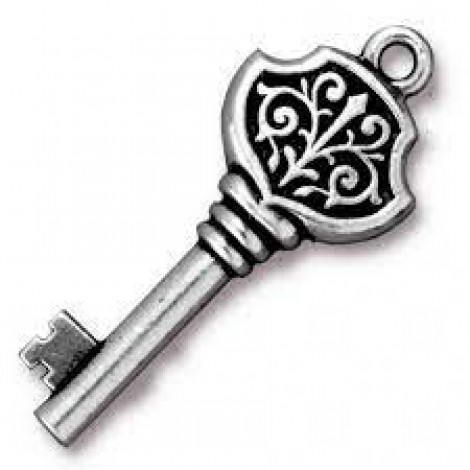 34mm TierraCast Vintage Key - Antique Silver Plated