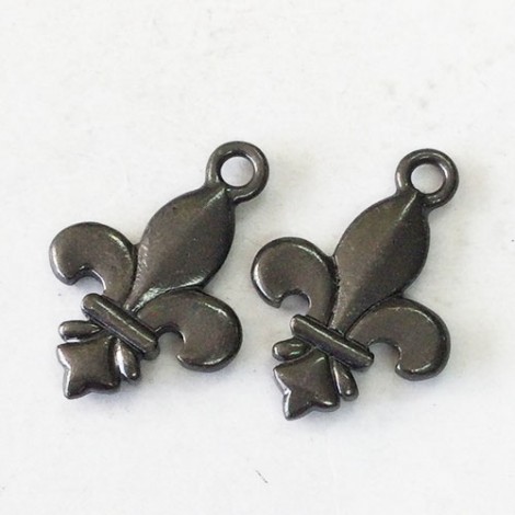 25mm TierraCast Fleur De Lis Drops - Black Oxide - Pack of 2