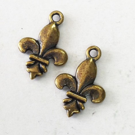 25mm TierraCast Fleur De Lis Drops - Brass Oxide - Pack of 2