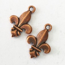 25mm TierraCast Fleur De Lis Drops - Antique Copper Plated  - Pack of 2