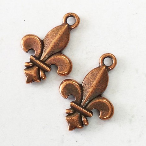 25mm TierraCast Fleur De Lis Drops - Antique Copper Plated  - Pack of 2