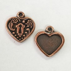 20mm TierraCast Heart Lock Bezel Frame - Brass Oxide - Pack of 2