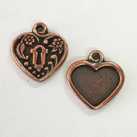 20mm TierraCast Heart Lock Bezel Frame - Brass Oxide - Pack of 2