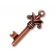 34mm TierraCast Fleur Key - Antique Copper - Each