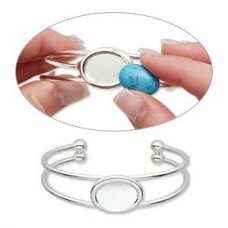 Silver Plated Bracelet Cuff with Setting to suit 18x13mm Cabochon