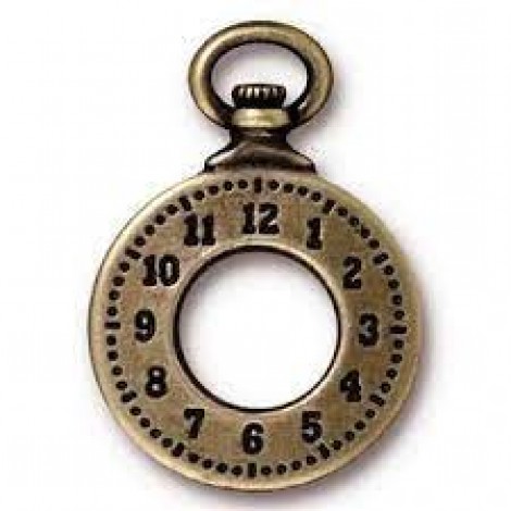 28x20mm TierraCast Vintage Style Clock Drop - Brass Oxide Plated