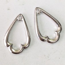 32x21mm TierraCast Trefoil Drops - Rhodium Bright Silver  Plated - Pack of 2