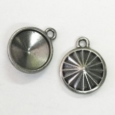 14mm TierraCast Rivoli Faceted Frame Drops - Antique Pewter - Pack of 2