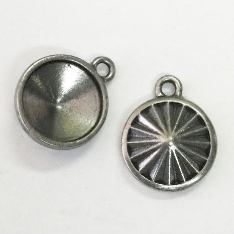 14mm TierraCast Rivoli Faceted Frame Drops - Antique Pewter - Pack of 2