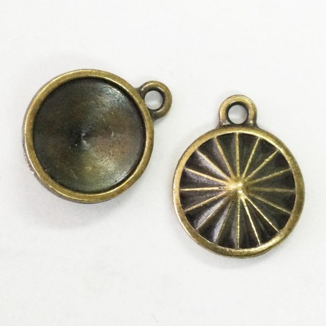 14mm TierraCast Rivoli Faceted Frame Drops - Brass Oxide - Pack of 2