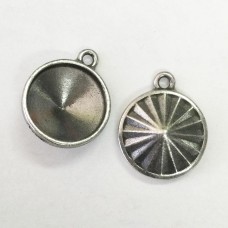 18mm TierraCast Rivoli Faceted Frame Drops - Antique Pewter - Pack of 2