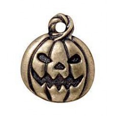 18x15mm TierraCast Halloween Jack O-Lantern Charm - Brass Oxide Plated - Each