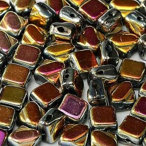6mm Silky 2-Hole Beads - Jet Full Marea - Pack of 40