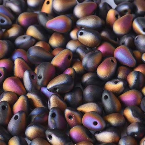 4x6mm Czech Side Drill Teardrops - Jet Sliperit Full - Pack of 20