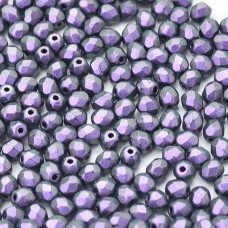 4mm Czech Firepolish Beads - Jet Polychrome Black Raspberry - Pack of 50