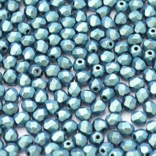 4mm Czech Firepolish Beads - Jet Polychrome Mint Chocolate - Pack of 50