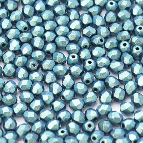 3mm Czech Firepolish Beads - Jet Polychrome Mint Chocolate - Pack of 50