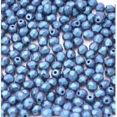 3mm Czech Firepolish Beads - Jet Polychrome Blueberry - Pack of 50