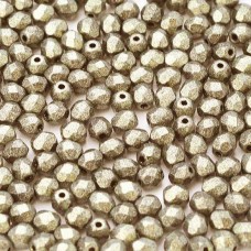 3mm Czech Firepolish Beads - Jet Polychrome Gold Rush - Pack of 50