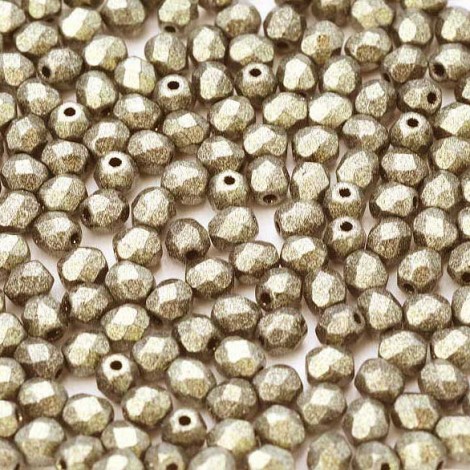 3mm Czech Firepolish Beads - Jet Polychrome Gold Rush - Pack of 50