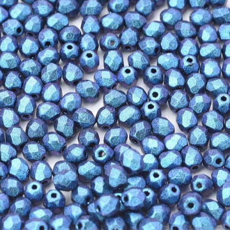 4mm Czech Firepolish Beads - Jet Polychrome Dark Capri Blue - Pack of 50 4mm Czech Firepolish Beads - Jet Polychrome Dark Capri Blue - Pack of 50