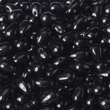 4x6mm Czech Side Drill Teardrops - Jet - Pack of 20