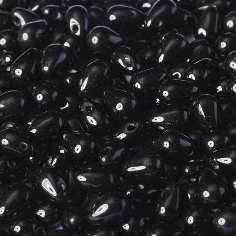 4x6mm Czech Side Drill Teardrops - Jet - Pack of 20