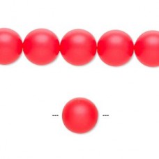 8mm Swarovski Crystal Pearls - Neon Red - Pack of 10