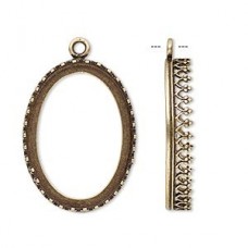25x18mm ID JBB Oval Bezel Pendant Drop - Ant Brass - Each
