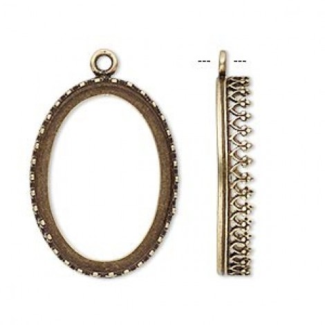 25x18mm ID JBB Oval Bezel Pendant Drop - Ant Brass - Each 25x18mm ID JBB Oval Bezel Pendant Drop - Ant Brass - Each