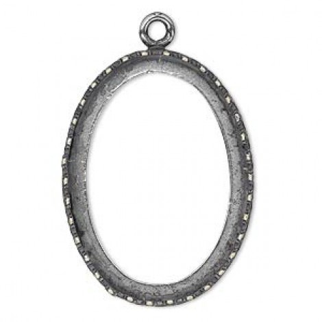 25x18mm ID JBB Oval Bezel Pendant Drop - Ant Silver - Each 25x18mm ID JBB Oval Bezel Pendant Drop - Ant Silver - Each