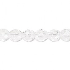8mm Czech Fire Polished Round Beads - Crystal Clear - Pack of 20