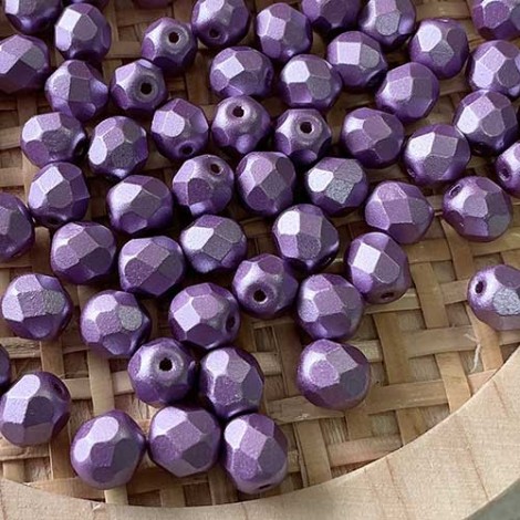 6mm Czech Firepolish Beads - Pastel Lila - Pack of 20