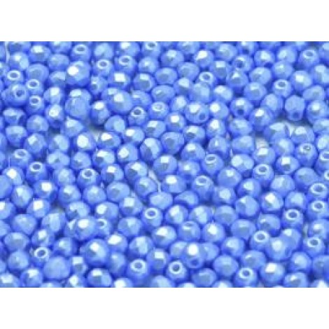 3mm Czech Firepolish Beads - Alabaster Pastel Light Sapphire - Pack of 50