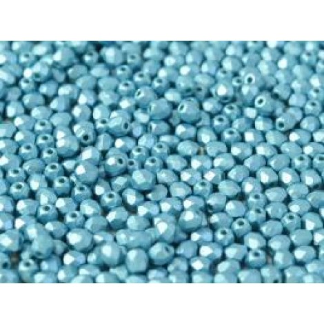 3mm Czech Firepolish Beads - Alabaster Pastel Aqua - Pack of 50
