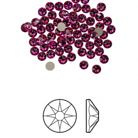 3-3.2mm SS12 Fuchsia Crystal Passions® Flat Back Crystals - Pack of 24 3-3.2mm SS12 Fuchsia Crystal Passions® Flat Back Crystals - Pack of 24