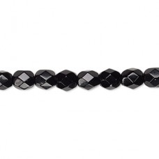 6mm Czech Fire-Polish Glass Beads - Jet Black - Pack of 20