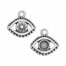 16x15mm TierraCast Evil Eye Bezel Charm - Antique Silver - Pack of 2
