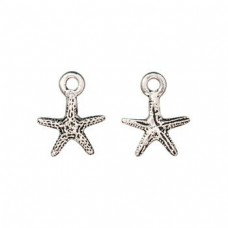 12.7x10.3mm TierraCast Tiny Sea Star Charm - Antique Fine Silver Plated - Pack of 2