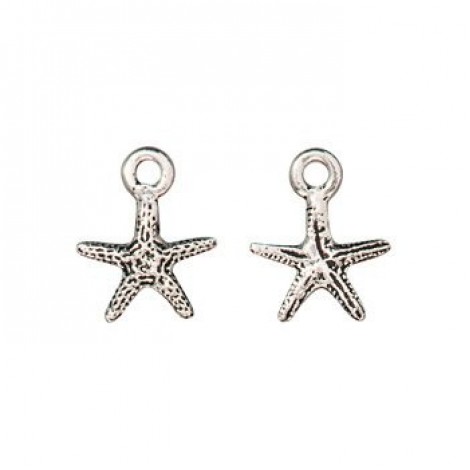 12.7x10.3mm TierraCast Tiny Sea Star Charm - Antique Fine Silver Plated - Pack of 2