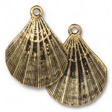 31x24mm TierraCast Cut Scalloped Shell Pendant - Antique 22K Gold Plated - Each