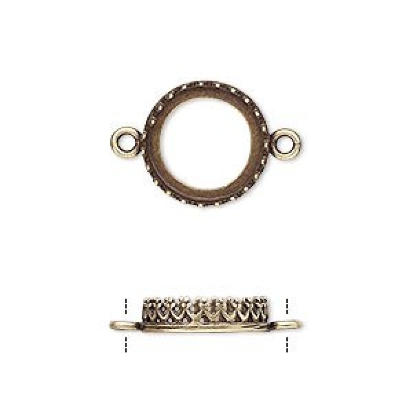 12mm ID JBB Findings Ant Brass Open Back Link Settings BASEMETAL