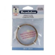 26ga Beadalon German Round Craft Wire - Anti-Tarnish Antique Brass - 20m