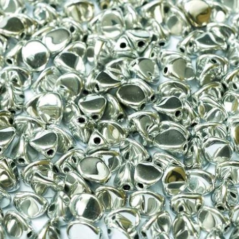 5x3mm Czech Pinch Beads - Jet Labrador Full (Silver) - Pack of 50 5x3mm Czech Pinch Beads - Jet Labrador Full (Silver) - Pack of 50