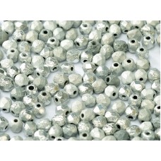 6mm Czech Firepolish Beads - Etched Crystal Full Labrador (Silver)