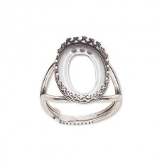 20x14.5mm Antique Silver Plated Brass Ring with 18x13mm setting - Each